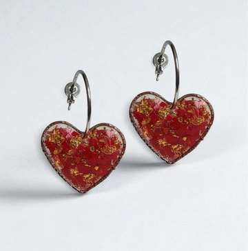 Rose Heart Hoop Earrings