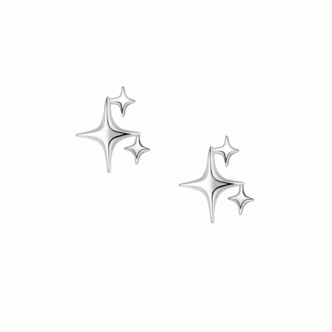 Triple Star Sterling Silver Earrings