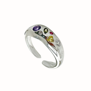 Rainbow Sterling Silver Adjustable Ring