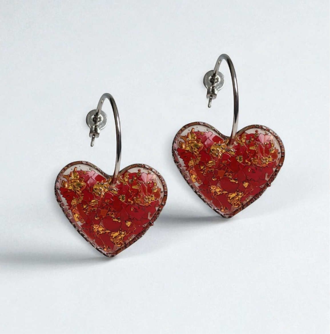 Rose Heart Hoop Earrings
