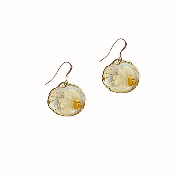 Dasiy & Lace Flower Round Dangle Earrings