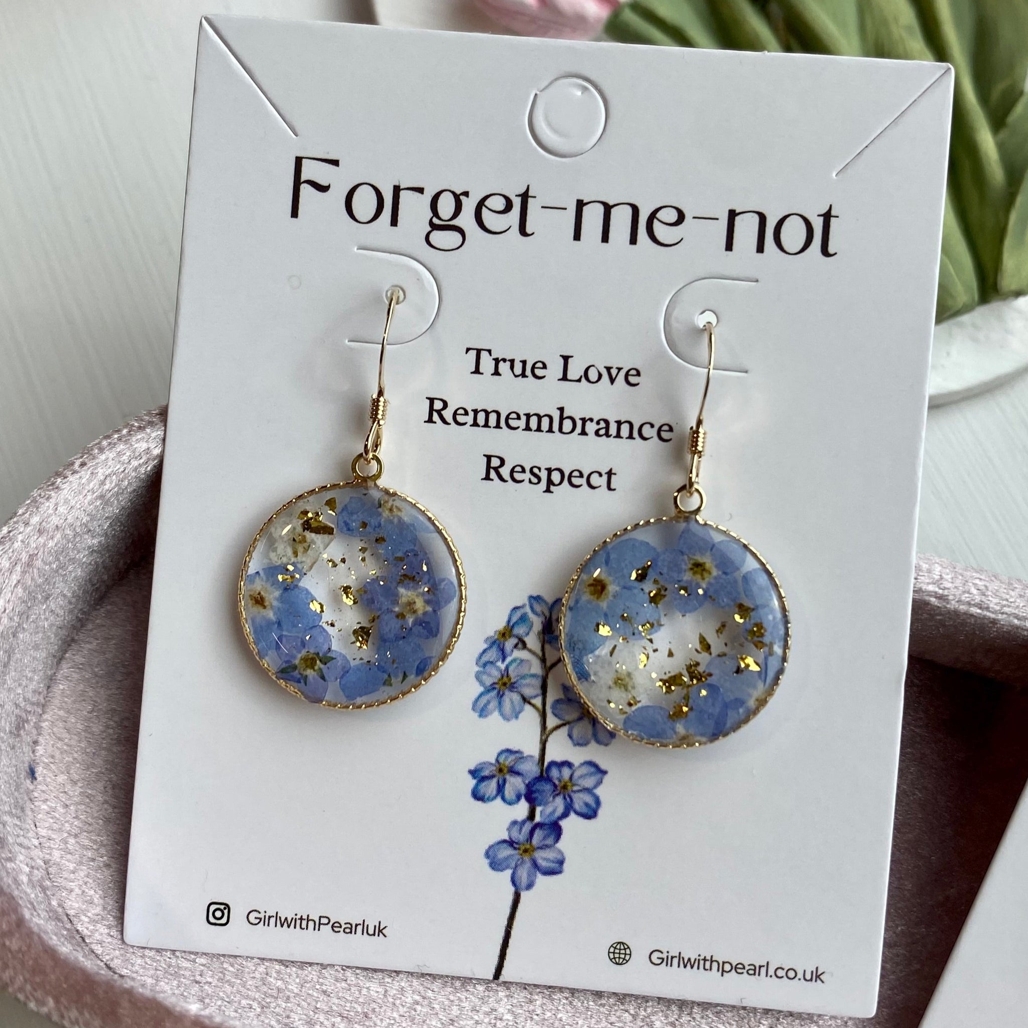 Forget-Me-Nots Round Dangle Earrings