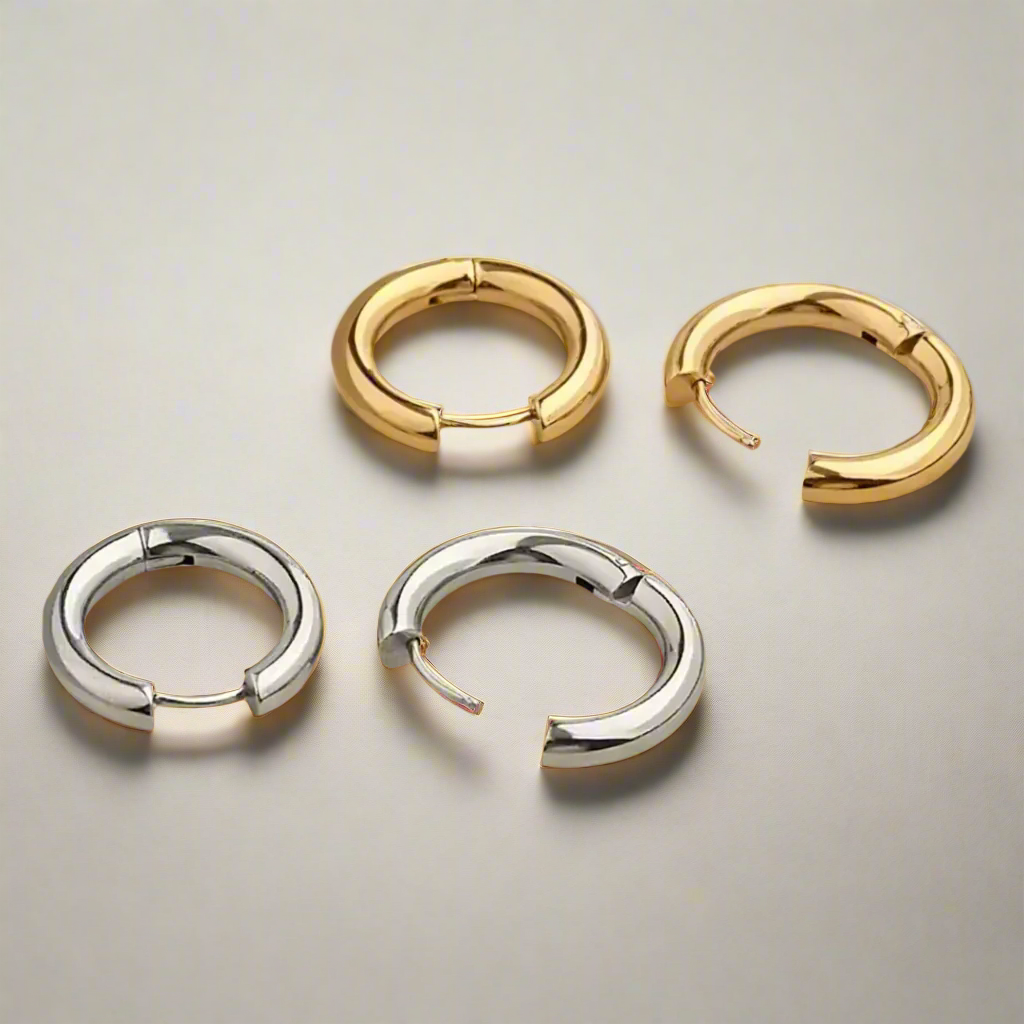 two pair of hoops,gold and silver each