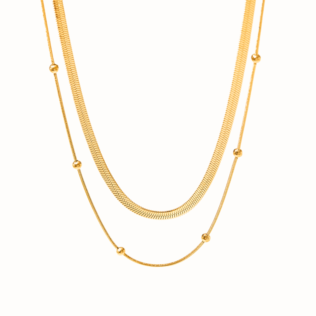 A minimalist double-layer necklace.