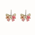 Dried flower earrings with detachable bow charms.