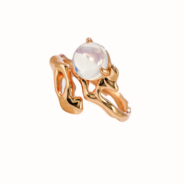 Moonlight Whispers - Opal Moonstone Ajustable Ring